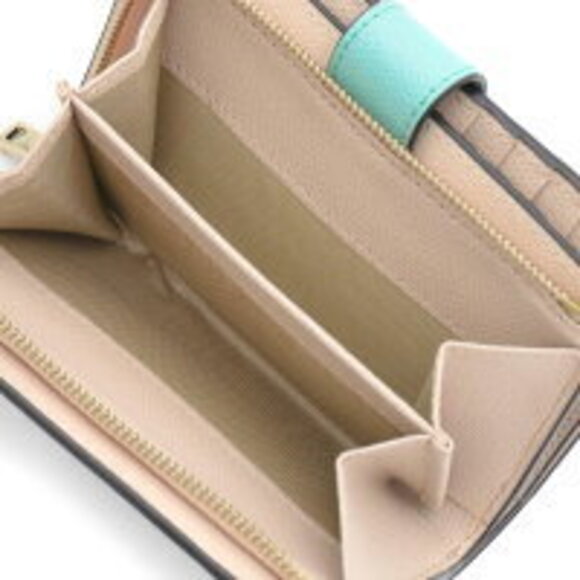 FURLA Camellia Bi Fold Wallet Zephyro Green Ballerina Pink Beige - Picture 3 of 5